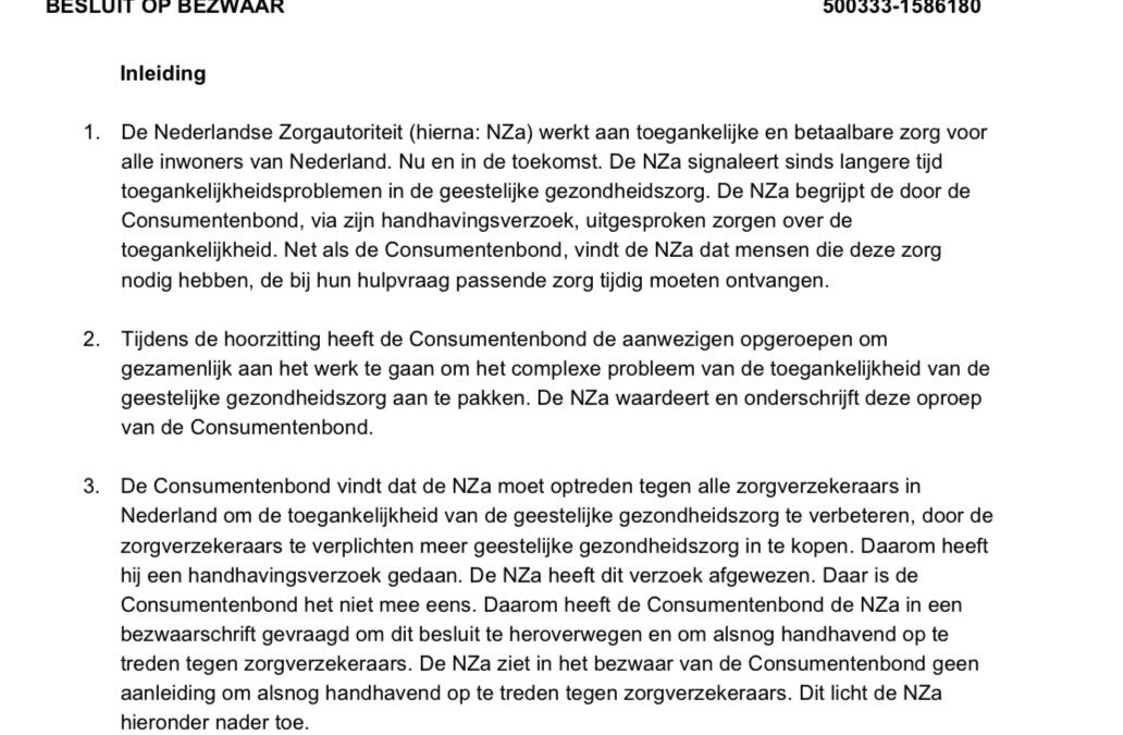Juridische druk voor tijdige mentale zorg neemt toe